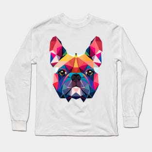 French Bulldog Geometric Portrait - Vibrant Long Sleeve T-Shirt